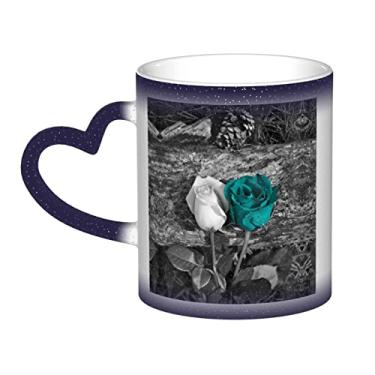 Imagem de Caneca de café divertida rosa cinza petróleo, copo de cerâmica com mudança de cor sensível ao calor 12 Oz, para café/chá/leite/cacau, para adolescente/aniversário/festival/presentes