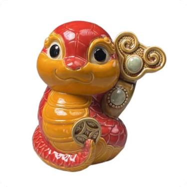 Imagem de Cofrinho de cerâmica de cobra do zodíaco chinês, cofrinho com tema animal para decoração de mesa e presente