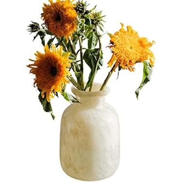 Imagem de YYBOES Vaso de vidro para flores vaso de flores americano fosco fosco decoração de vidro luxuoso leve vaso grande feito à mão sala de estar arranjo de flores hidropônico decoração de mesa