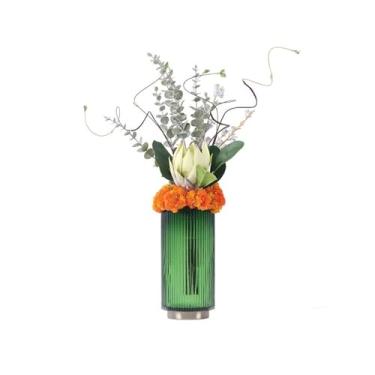 Imagem de Flores artificiais simulação moderna artesanato leve vaso luxuoso arranjo de plantas sala de estar decoração interior casa