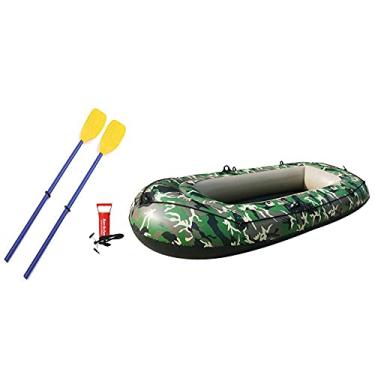 Imagem de LMJYU Piscina inflável com remos, bote inflável para adultos, 2 pessoas, bote de pesca
