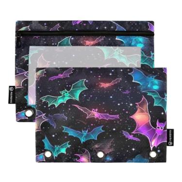Imagem de Wassud Pastas de fichário com 3 furos, pastas de bolso com 3 furos, pasta organizadora de morcegos coloridos para escritório em casa, pacote com 2