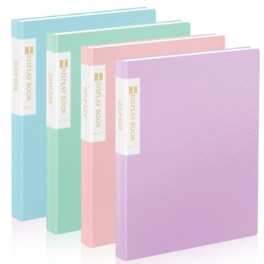 Imagem de Pacote com 4 fichários de 30 bolsos com mangas de plástico 21 x 28 cm, pasta Sooez para portfólio de arte resistente com protetores de folha transparentes, exibição de 60 páginas, livro de