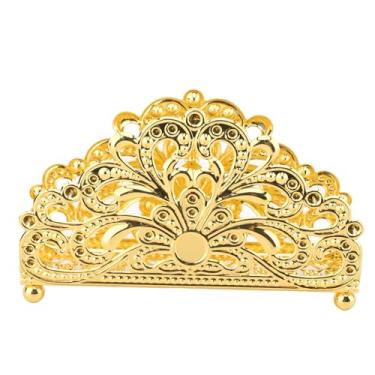 Imagem de Suporte de guardanapo elegante, vintage, dourado, arte em ferro, organizador de guardanapo de metal para mesa de jantar, restaurante, hotel, casa, escritório, decoração (Padrão de flor)