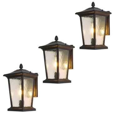 Imagem de Luminária de parede LED, arandela de parede externa quadrada em alumínio fundido com acabamento preto, ideal para jardim, varanda ou pátio.