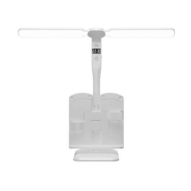 Imagem de MotiveTech Luminária de mesa para leitura com proteção ocular, 3 modos de iluminação com função anti-cólica, LED com mudança de cor para estilo rústico.