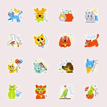 Imagem de Adesivos de Animais Fofo Kawaii para Quarto e Cadernos - Decoração Infantil Colorida e Divertida 50x50cm