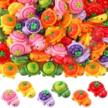 Imagem de RoundFunny 60 miniaturas de tartarugas de resina para esconder animais de resina mista, miniatura, pequenas tartarugas, combinações de frutas, figuras para jardins, festas, paisagens em miniatura