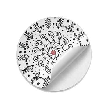 Imagem de Adesivos Redondos Natalinos 25 Unidades Com Estampa Ornamento de Natal Desenhado à Mão - Tamanho 85x85cm