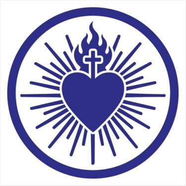 Imagem de Adesivo de recorte Sagrado Coração em Chamas - Diversas Cores e Tamanhos - Para Carro, Vidro, Portas, Paredes Lisas entre outros (AZUL MARINHO, 44X44 CM)