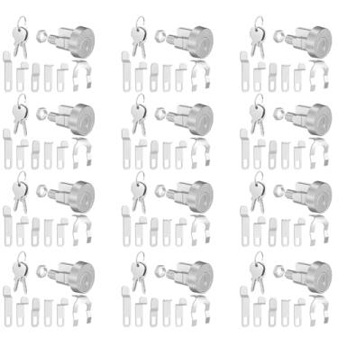 Imagem de ElasignShopo L-1172C 12 peças de substituição de fechadura de caixa de correio de metal prata para C9100 com 36 chaves, estrutura de liga de zinco para fechadura de chave de caixa de correio USPS