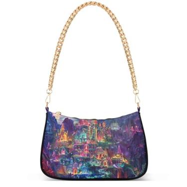 Imagem de Fantasia sereia sob o mar sacola Hobo bolsa feminina vintage bolsa de mão corrente pequena bolsa de ombro, Jewel Mountain Fantasy