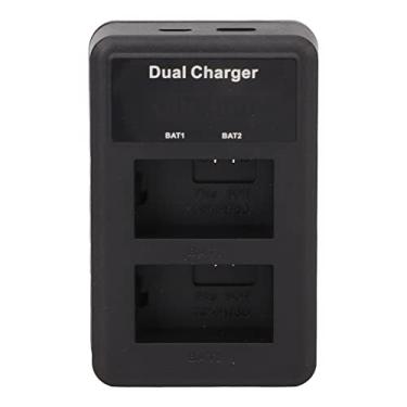 Imagem de Cryfokt Carregador de Bateria Duplo Portátil para Câmeras NP FW50 A6300 A6100 A5100 Zve10 Estação de Carregamento USB Design Fino Vida útil de Longa Duração para Esportes Ao Ar Livre ABS Preto 1