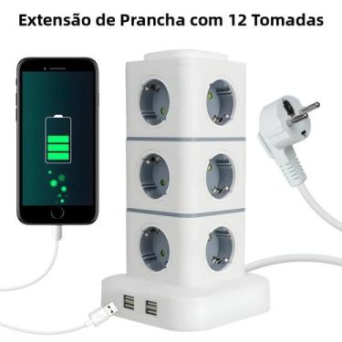Imagem de Tomada De Energia Em Torre Com 12 Saídas, Plugue EU, Cabo De Extensão 