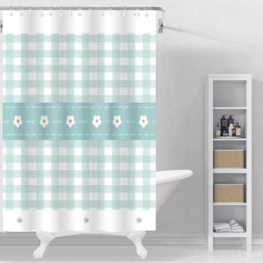 Imagem de jssablo Forro de cortina de chuveiro, 100% à prova d'água, cortinas de chuveiro Peva com 3 ímãs de fundo pesado e 12 ilhós à prova de ferrugem, forro de chuveiro com peso de 72 x 182 cm para box de