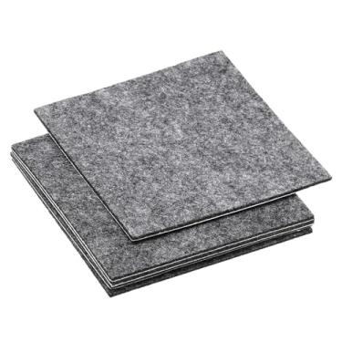 Imagem de Feltro de base de lâmpada de 10 x 10 cm, pacote com 5 unidades, almofada quadrada de 2 mm de espessura, adesivo macio, antiderrapante, suporte antiarranhões para lâmpada, móveis, artesanato, cinza
