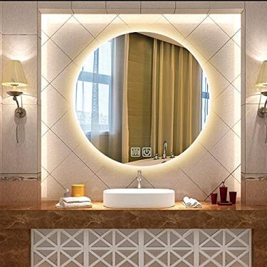 Imagem de TRGCJGH Espelho LED Antiembaçamento Espelhos de Banheiro, Espelho Inteligente de Parede de Banheiro, Espelho Inteligente de Controle de Interruptor de Toque para Quarto, Luz Quente - 80 cm