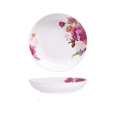 Imagem de Prato de jantar redondo de cerâmica, prato de salada de sobremesa sobrevidrado, prato de servir festivo adequado para família, festa, pratos de jantar de casamento (cor: pacote com 4, tamanho: grande