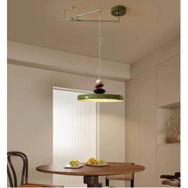 Imagem de Luminária pendente LED para mesa de jantar, com braço giratório e intensidade regulável. Luminária pendente moderna com controle remoto e altura ajustável para corredor, ilha de cozinha, sal