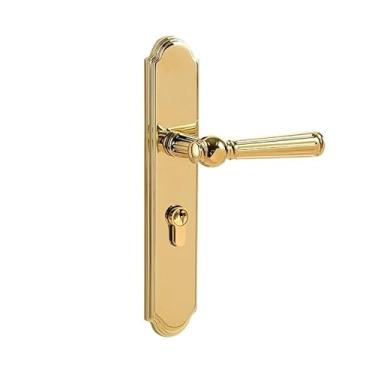 Imagem de Golden Light Luxuosa Fechadura de Porta de Latão Puro Estilo Francês Americano Interior Quarto Silencioso Integrado Fechadura de Maçaneta de Madeira (Sucção Magnética 155)