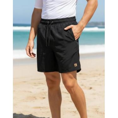 Imagem de Bermuda Masculina Tactel Premium com Elástico e Cordão - Sem marca, Pr