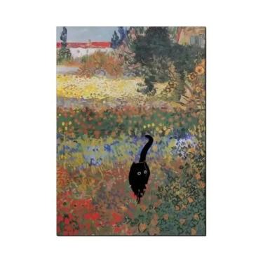 Imagem de Pintura Em Tela De Gato Preto De Claude Monet, Arte De Parede Para Sal