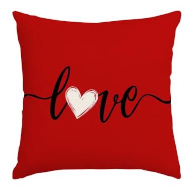 Imagem de RABUSOFA Capa de almofada para o dia dos namorados, 45,7 x 45,7 cm, citações de coração de amor, Natal, aniversário, casamento, decoração para sofá e sofá, conjunto de 1