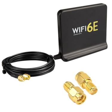 Imagem de Boobrie Antena WiFi 6E Tri-Band 2,4GHz 5GHz 6GHz com base magnética MIMO 8dBi Antena WiFi RP-SMA Cabo de 2 metros para placas-mãe PCIe/PCI, laptops, desktops, câmeras de segurança, adaptadores USB