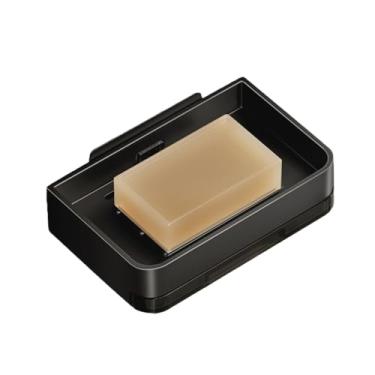 Imagem de 1 saboneteira de aço inoxidável montada na parede – sem necessidade de furadeira, bandeja removível de camada dupla, design à prova de vazamento, perfeito para banheiros e cozinhas, preto