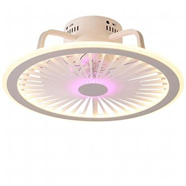 Imagem de Ventilador de teto com iluminação e controle remoto, luminária de teto LED moderna e dimerizável com ventilador silencioso, design ultrafino, ideal para quarto, cozinha, sala de jantar e esc