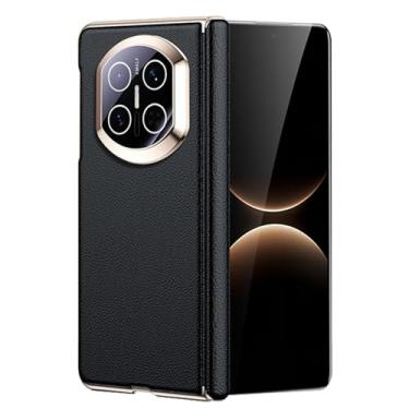 Imagem de LYJSMGZ Capa à prova de choque para Huawei Mate X7, lente de câmera de precisão, capa de couro vegano, ultrafina, capa de proteção de eixo central, preta, Mate X7