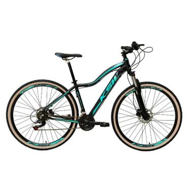 Imagem de Bike Aro 29 KSW Mwza 24v K7 Shimano Freio Hidráulico Suspensão com Trava Pneu Faixa Bege-Feminino