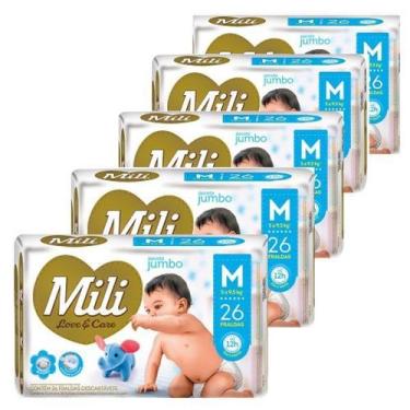 Imagem de Fralda Descartável Mili- Love& Care Linha Premiun Tam: M  5Pacotes c/2