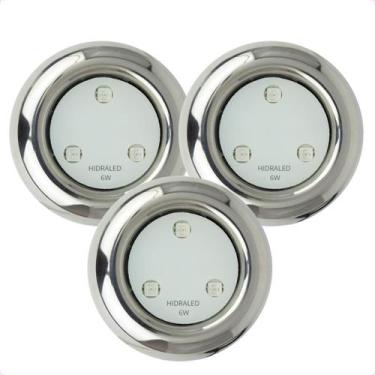 Imagem de Kit 3 Refletores Led 6w RGB Inox S para Iluminação Piscina - Hidraled
