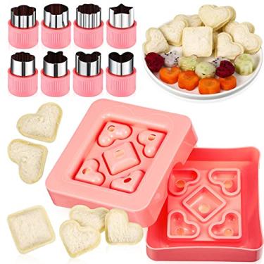 Imagem de Conjunto de 9 Cortadores Sanduíche Decruster DIY Pocket Sandwich com Legumes e Frutas Formas Selador Cortador Crosta Pão Acessórios para Bento Box