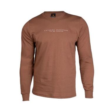 Imagem de Camiseta Masculina Desayner Manga Longa Algodão Marrom, Marrom, G