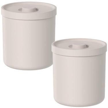 Imagem de Jogo Lixeiras Banheiro E Cozinha Tampa Bold Bege 6L 2 Peças