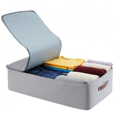 Imagem de Bolsa de armazenamento durável sob a cama – Armazenamento sob a cama de alta qualidade com design reforçado, armazenamento embaixo da cama de fácil acesso com zíper duplo, 43 x 71 x 20 cm, cinza