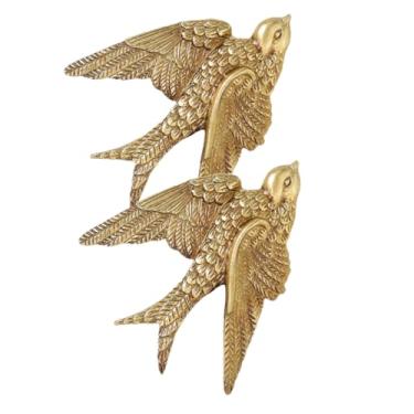 Imagem de YARNOW 2 peças de decoração de parede de andorinha arte de parede de pássaro decoração de artesanato em resina para sala de casa e jardim