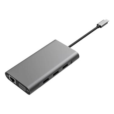 Imagem de Docking Station Para Computador Portátil - Hub com Carregamento Type-C | Adaptador Multiportas com Leitor de Cartões,para Telemóvel Computador Casa Viagem Trabalho