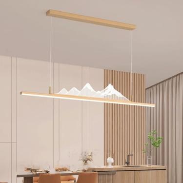 Imagem de Luminária pendente LED moderna para sala de jantar, com comprimento ajustável, dimerizável (3000K-6000K), controle remoto, ideal para mesa de jantar, bar ou escritório. Lustre minimalista co