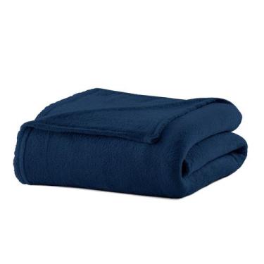 Imagem de Cobertor Manta de Microfibra Liso Casal 180x220cm  Camesa, Azul Marinh