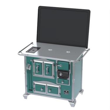 Imagem de Fogão a Lenha N 2 Gab Sec Xv Chapa de Aluminio Turquesa Saida Esquerda