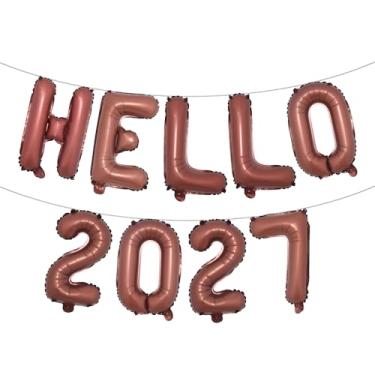 Imagem de Balão com números Hello 2027 multicolorido, decorações de ano novo de 2027 para Feliz Ano Novo de 2027, Natal e suprimentos de festa de formatura (HELLO 2027 Chocolate)