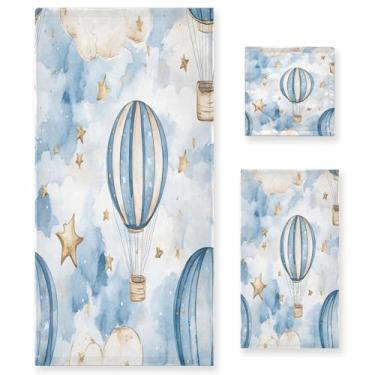 Imagem de xigua Balões de ar quente conjunto de toalhas de banheiro absorvente macio toalha de banho 3 peças toalha de mão toalhas decorativas para banheiro, academia, hotel, praia, piscina