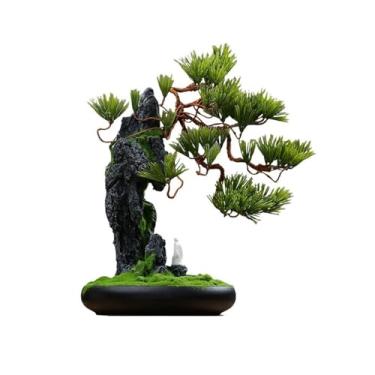 Imagem de Bonsai artificial para sala de estar, plantas decorativas, simulação, bonsai verde, decoração de interiores de alta qualidade, árvore de simulação de árvore de mesa, ornamentos de Feng Shui, árvore de
