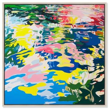 Imagem de Art Remedy Tela de arte tropical brilhante, 50,8 cm x 50,8 cm, moldura prata, águas vívidas I