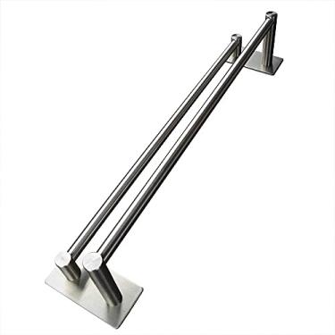 Imagem de Barra de toalha autoadesiva 3M 40 cm / 15,75 polegadas SUS304 barra de gancho de aço inoxidável com acabamento escovado para cozinha, banheiros, armários de lavatório, à prova d'água e à prova de