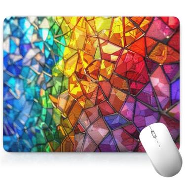 Imagem de Tapete de mesa colorido de couro, mouse pad de arte colorida, teclado de computador, mouse pad para jogos, protetor e capa à prova d'água, capa decorativa de couro PU, tapete de mouse para laptop