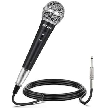 Imagem de KEDEFA Microfone de karaokê portátil com fio KM58, microfone vocal dinâmico cardioide com cabo de áudio XLR destacável de 4 metros e interruptor liga/desliga, para máquina de canto de karaokê,